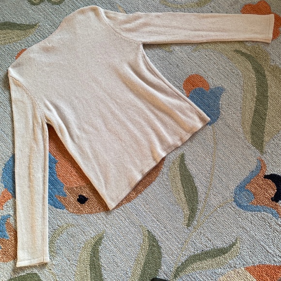 Sag Harbor I Ecru Silk Blend Pullover Two-Fer Sweater - Picture 13 of 16